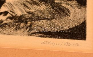 Kőhegyi Gyula (1933-): Pilisborosjenő. Rézkarc, papír, jelzett, paszpartuban, 13×15 cm