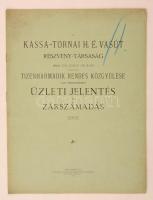 1902 Budapest, A Kassa-Tornai Helyi Érdekű Vasúti Részvénytársaság éves üzleti jelentése és zárszámadása, jó állapotban