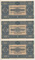1923. 1000K "8 FILLÉR - NYOLC FILLÉR" felülnyomással (3x) sorszámkövetők T:I egyiken tűly
