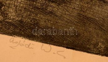 Aszódi Weil Erzsébet (1901-1976): Duna fái. Rézkarc, papír,  jelzett, gyűrött, 29×40 cm