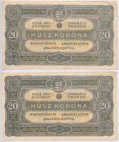 1920. 20K (2x) sorszámkövetők T:II-,III