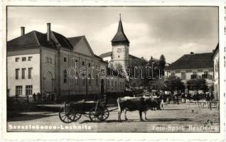 Szászlekence, Lechinta; Piac, ökrös szekér / market, ox cart, Foto Sport photo