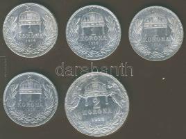 1K Ag 1914.(3x) T:1,1/2 + 1915.(1x) T:1/2 + 1912. 2K Ag (1x) T:2/3 összesen 5db