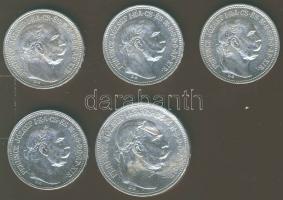 1K Ag 1914.(3x) T:1,1/2 + 1915.(1x) T:1/2 + 1912. 2K Ag (1x) T:2/3 összesen 5db