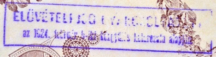 Tokaj 1924. "A Tokaji- Bor- és Mezőgazdasági Részvénytársaság" részvénye 5000K-ról, szelvé...