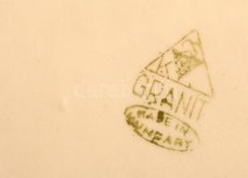 Gránit leveses tál, matricás, jelzett, máz alatti hajszálrepedésekkel, m:17 cm, h:35 cm