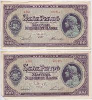 1945. 100P "BÜNTETÉS" szóban "N" felett lemezhiba (2x) sorszámkövetők T:II,II-