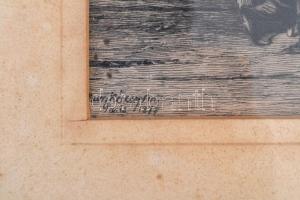 Munkácsy Mihály (1844-1900): Fogadóban. Nyomat,  papír, jelzett a nyomaton, paszpartuban, üvegezett ...