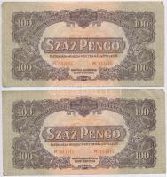 1944. 10P (3x) + 100P "A Vöröshadsereg Parancsnoksága" (2x) sorszámkövetők T:I--II