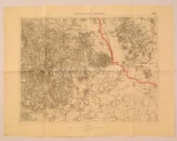 1928 Sátoraljaújhely és Sárospatak katonai térképe, kiadja a M. Kir. Állami Térképészet, 47x60 cm