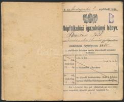 1908 A M. kir. budapesti 2. népfölkelő járás által kiállított népfölkelési igazolványi könyv
