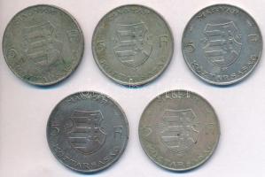 1947. 5Ft Ag "Kossuth" (5x) T:2- patina