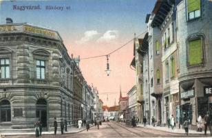 Nagyvárad, Oradea; Rákóczi út, Széchenyi Hotel, Belvárosi Áruház, üzlet, utca / hotel, shops, street (EK)