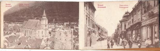 Brassó, Kronstadt, Brasov; brassói látképek leporellófüzet 8 lappal, Mihalovits és Nussbacher üzleté...