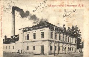 Rimaszombat, Rimavska Sobota; Konzervgyár, kiadja Rábely Miklós / canned food factory (fl)