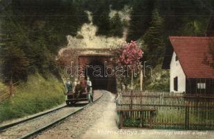 Körmöcbánya, Kremnica; Zólyomvölgyi vasúti alagút, hajtány;Kuiep Róbert kiadása / railway tunnel (EK)