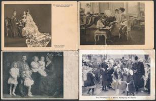 4 db RÉGI motívumos képeslap; királyi családok / 4 pre-1945 motive postcards; royal families