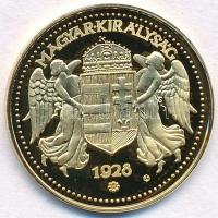 DN "Magyar aranypénzek utánveretben -  Arany 20 pengő 1928" aranyozott Ag emlékérem tanúsí...