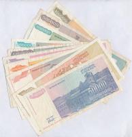 Jugoszlávia 1993-1994. 10db-os inflációs bankjegy tétel T:III
Yugoslavia 1993-1994. 10pcs of inflat...