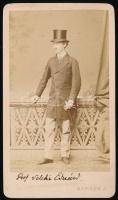 cca 1865 ifj. Teleki Ede (1841-1896) fiatalkori egészalakos portréja, keményhátú fotó Borsos József pesti műterméből, 10,5×6 cm