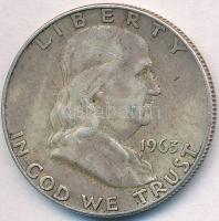 Amerikai Egyesült Államok 1963D 1/2$ Ag Franklin T:2 USA 1963D 1/2 Dollar Ag Franklin C:XF