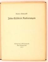 Budzinski, Robert (1874-1955): 10 Exlibris-Radierungen. Bad Rothenfelde, 1923. Holzwarth. 10 rézkarc, hártyapapírral elválasztva, mappában. Lapméret 31x25 cm /  10 Ex libris etchings in booklet. Page sizes: 31x25 cm