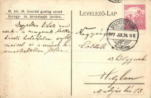 A M. kir. 16. honvéd gyalogezred özvegy- és árvaalapja javára, szecessziós művészlap / Military WWI,...