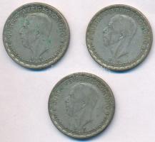 Svédország 1946TS-1948TS 1Kr Ag "V. Gusztáv" (3xklf) T:2- patina Sweden 1946TS-1948TS 1 Krona Ag "Gustaf V" (3xdiff) C:VF patina