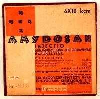 Amydosan gyógyszeres doboz tartalommal, 11,5×11×2,5 cm
