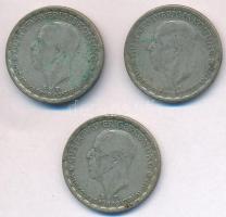 Svédország 1943G-1950TS 1Kr Ag "V. Gusztáv" (3xklf) T:2- patina Sweden 1943G-1950TS 1 Krona Ag "Gustaf V" (3xdiff) C:VF patina