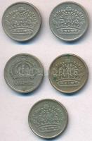 Svédország 1943G-1961TS 25ö Ag (5xklf) T:2 patina
Sweden 1943G-1961TS 25 Ore Ag (5xdiff) C:XF patin...