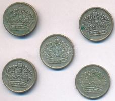 Svédország 1953TS-1961TS 25ö Ag (5xklf) T:2,2- patina
Sweden 1953TS-1961TS 25 Ore Ag (5xdiff) C:XF,...