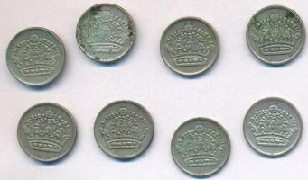 Svédország 1953TS-1961TS 10ö Ag (8xklf) T:2,2- patina
Sweden 1953TS-1961TS 10 Ore Ag (8xdiff) C:XF,...
