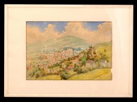 Véber Ernő (1869-?): Székelyudvarhely cca 1900. Akvarell, papír, jelzett, szélen kis letépődéssel, ü...