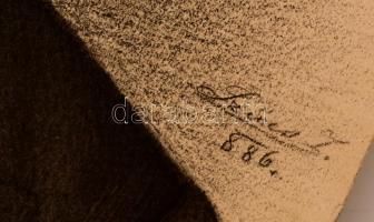 1886 Urbányi János (1832-1893) aradi rendőr főkapitány (szabadkőműves) ceruzával rajzolt portréja, h...