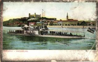 Pozsony, Pressburg, Bratislava; vár, Szamos monitorhajó, legénység / castle, SS Szamos, river guard ship, K.u.K. Kriegsmarine (EB)