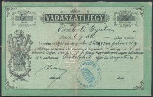 1902 Vadászati jegy / vadászjegy. / Hunting licence