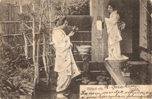 Előkelő nők Japánból / Japanese geishas, folklore (fa)