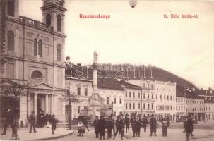 Besztercebánya, Banska Bystrita; IV. Béla király tér, Fischer Alajos boltja, templom / square, shops, church (fa)
