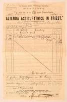 1877 Az Adria Biztosító társaság biztosítási kötvénye jó állapotban magyar címerrel / Insurance bond of the Adria Co.
