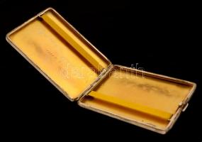 Ezüst (Ag.) cigarettatárca, belül gravírozott felirattal, jelzett, nettó: 154 g, 11×8 cm