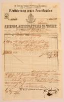 1862 A Trieszti Azienda Biztosítótársaság biztosítási kötvénye jó állapotban. 7 kr okmánybélyeggel / Insurance bond of the Azienda Co