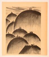 Ruzicskay György (1896-1993): Elmélyedés, algrafia, papír, jelzett az algrafián, 24×18 cm