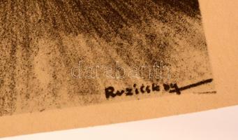 Ruzicskay György (1896-1993): Elmélyedés, algrafia, papír, jelzett az algrafián, 24×18 cm