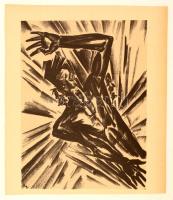 Ruzicskay György (1896-1993): Elmélyedés, algrafia, papír, jelzett az algrafián, 24×18 cm