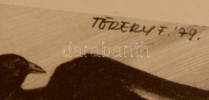 Töreky Ferenc (1922-): Simogató érintések. Nyomat, papír, jelzett a nyomaton, 31×30 cm