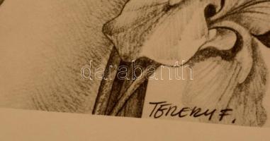 Töreky Ferenc (1922-): Szerelem. Nyomat, papír, jelzett a nyomaton, 31×30 cm