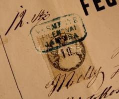 1862 Fegyverengedély (fegyvertartási) Hidegkúton kiállítva kézzel írva, 1Fl illetékbélyeggel / 1862 ...