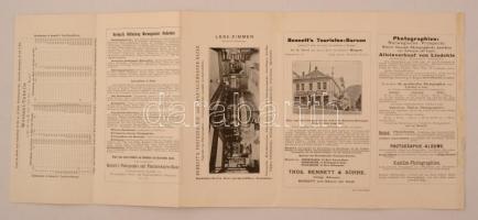 1906 Bergen térképe / map of Bergen, Thos. Bennett & Söhne Touristen Bureau, foldable tourist in...