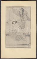 Franz von Bayros (1866-1924): Erotika. Klisé, papír, jelzés a klisén, 13x8 cm